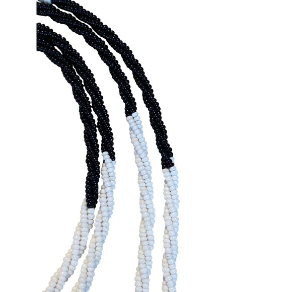 Black & White Beaded Multi-Strand Necklace With Gold-Tone Clasp - Picture 4 of 12